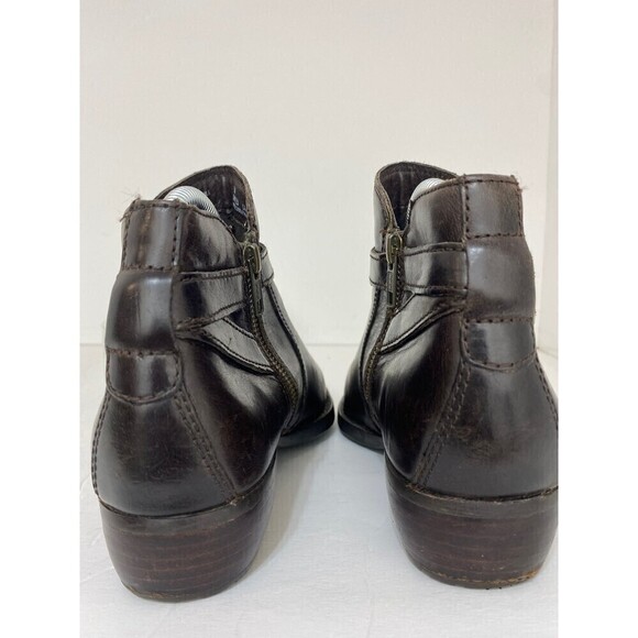 Born Boot Sz7 M Short Boots Brown Leather Women D86123 Brass Colored Buckle - Picture 6 of 8